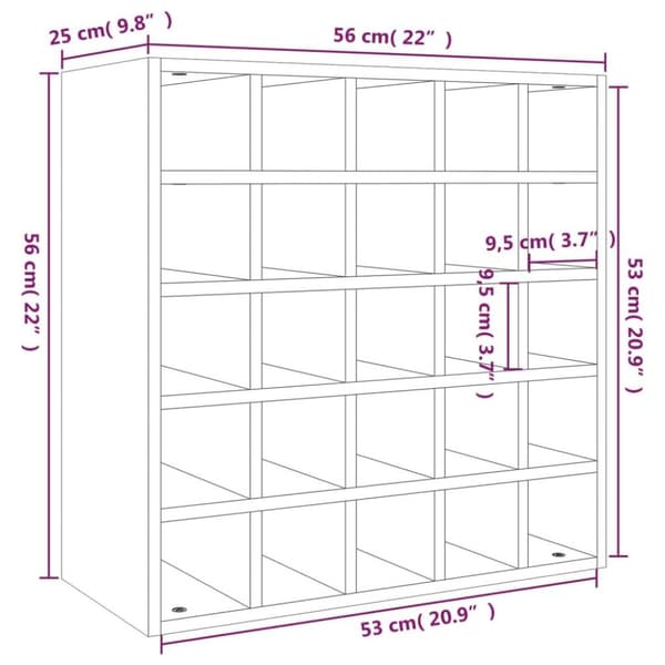 vidaXL vinreol 56x25x56 cm massivt fyrretræ