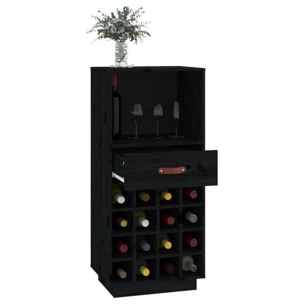 vidaXL Vinskab 45x34x100 cm massivt fyrretræ sort