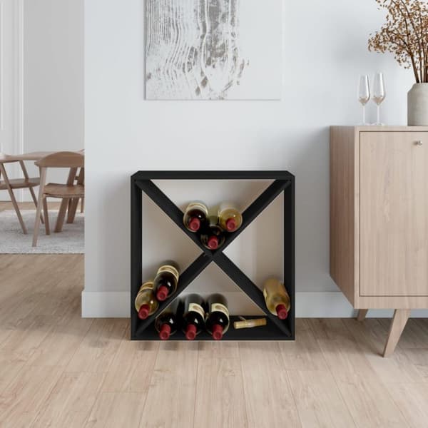 vidaXL Vinskåp svart 62x25x62 cm massiv furu