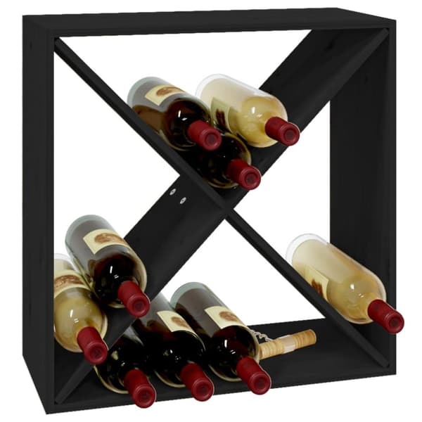vidaXL vinreol 62x25x62 cm massivt fyrretræ sort