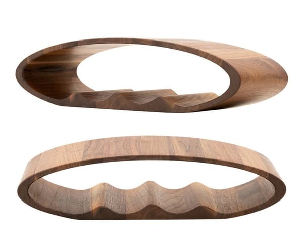 Vinställ ELLIPSE  Bröllopspresent Present till henne Handgjord present Träkonst Heminredning OAK