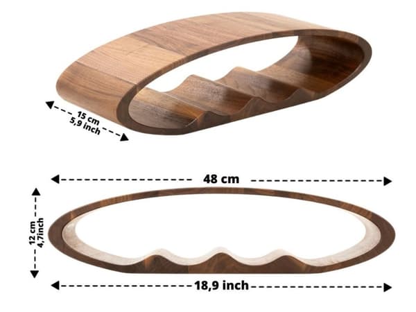 Vinställ ELLIPSE  Bröllopspresent Present till henne Handgjord present Träkonst Heminredning OAK