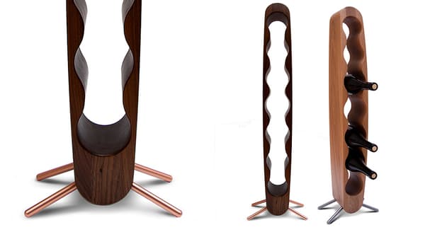 Vinflaskeholder Håndlavede møbler og dekoration Gave til hendes gave til ham OAK/SILVER