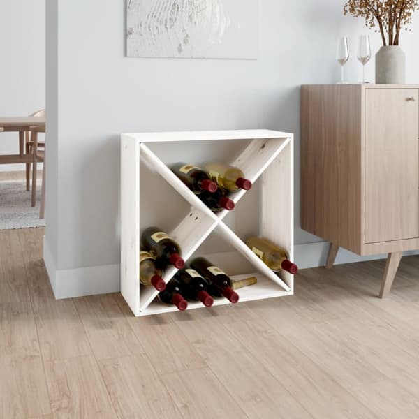 vidaXL vinreol 62x25x62 cm massivt fyrretræ hvid -  Vin- & spiritusskabe