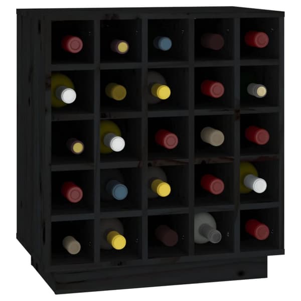 vidaXL Vinskab 55,5x34x61 cm massivt fyrretræ sort -  Vin- & spiritusskabe