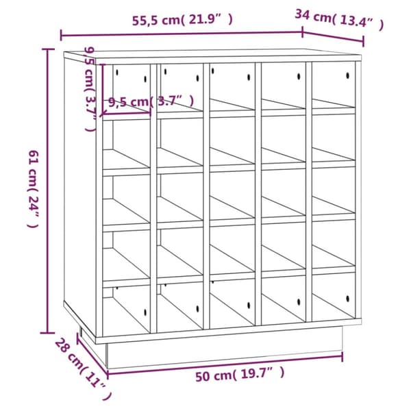 vidaXL Vinskab 55,5x34x61 cm massivt fyrretræ sort -  Vin- & spiritusskabe