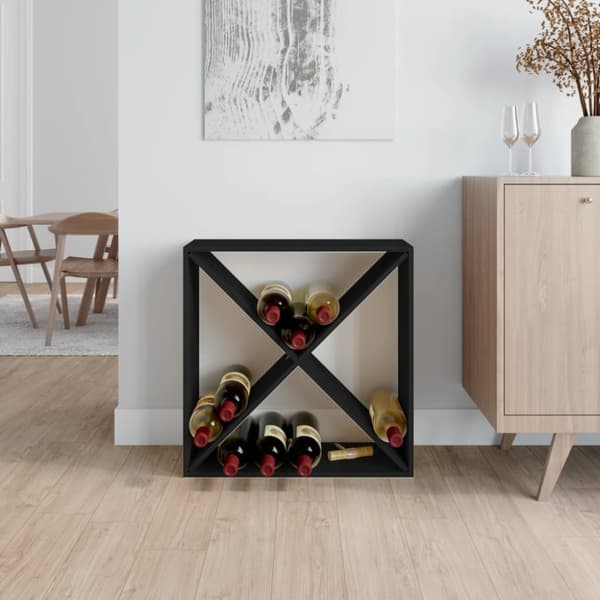vidaXL vinreol 62x25x62 cm massivt fyrretræ sort -  Vin- & spiritusskabe