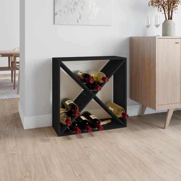 vidaXL vinreol 62x25x62 cm massivt fyrretræ sort -  Vin- & spiritusskabe