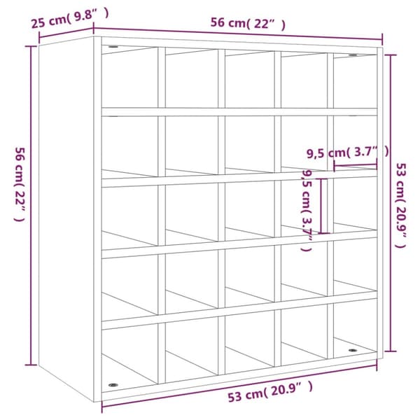The Living Store vinreol 56x25x56 cm massivt fyrretræ - Vin- & spiritusskabe