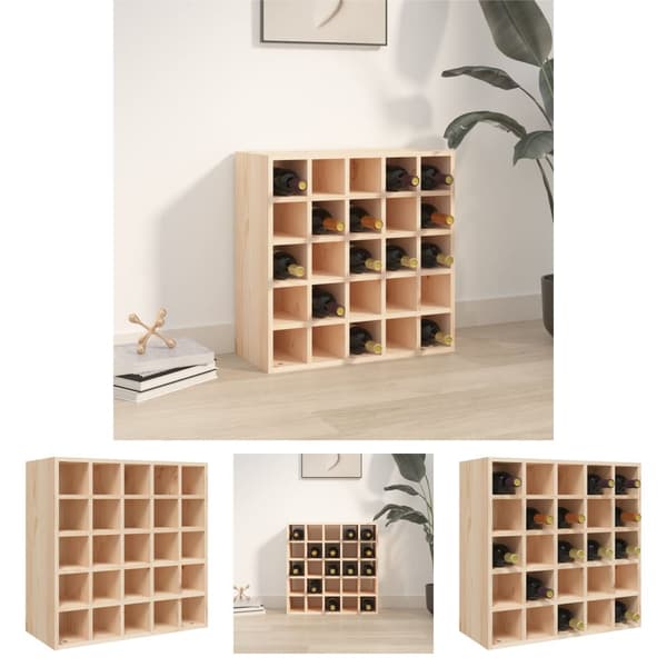 The Living Store vinreol 56x25x56 cm massivt fyrretræ - Vin- & spiritusskabe