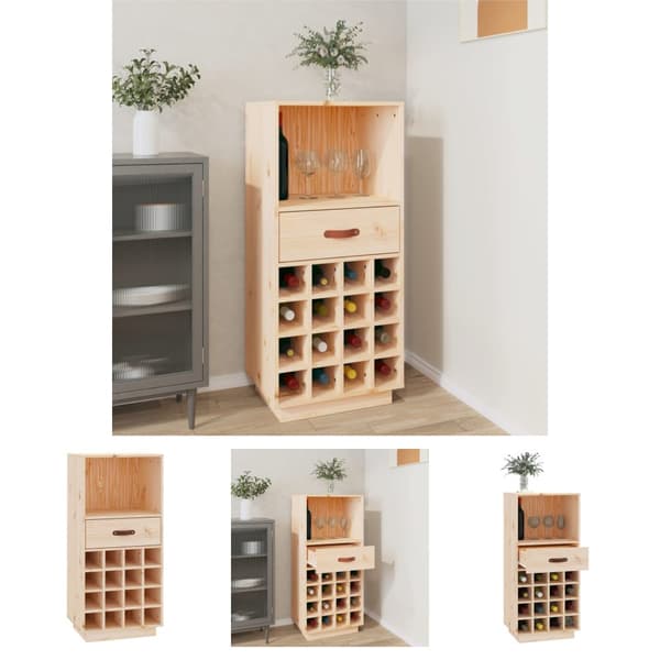 The Living Store vinreol 45x34x100 cm massivt fyrretræ -  Vin- & spiritusskabe