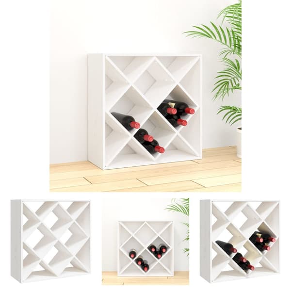 The Living Store vinreol 62x25x62 cm massivt fyrretræ hvid - Vin- & spiritusskabe