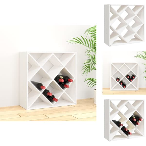 Vin- & spiritusskabe - Living vinreol 62x25x62 cm massivt fyrretræ hvid