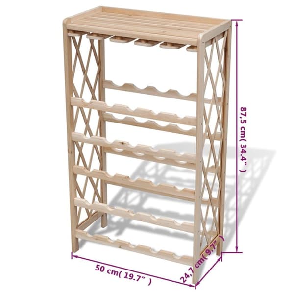 vidaXL Vinstativ for 25 flasker heltre gran