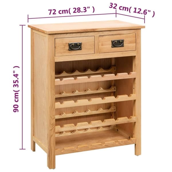 vidaXL vinskab 72x32x90 cm massivt egetræ