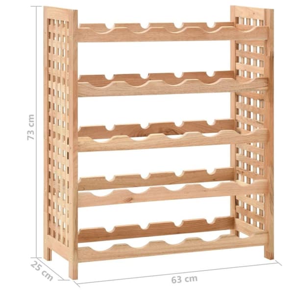 vidaXL Vinställ för 25 flaskor massivt valnötsträ 63x25x73 cm