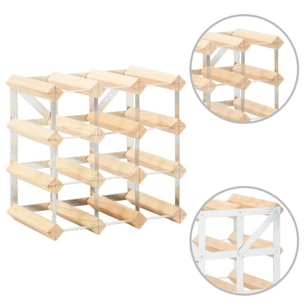 vidaXL Vinstativ for 12 flasker heltre furu