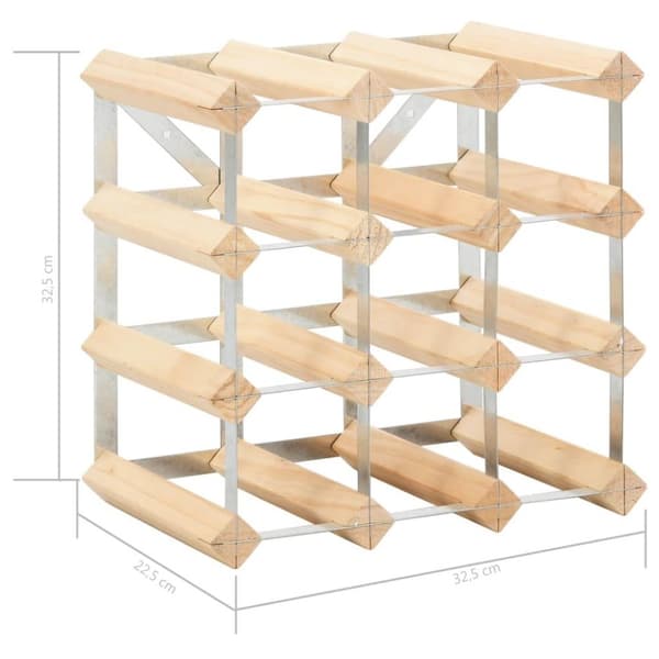 vidaXL Vinstativ for 12 flasker heltre furu