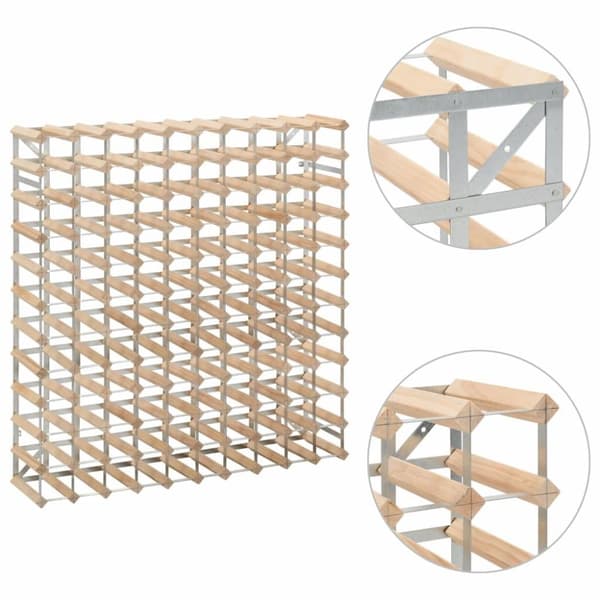 vidaXL Vinstativ for 120 flasker heltre furu