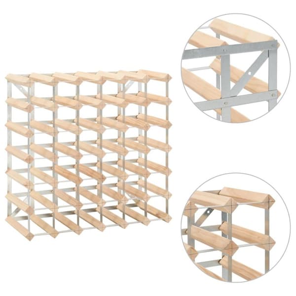 vidaXL Vinstativ for 42 flasker heltre furu