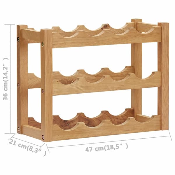vidaXL vinreol til 12 flasker 47x21x36 cm massivt egetræ