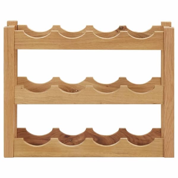 vidaXL vinreol til 12 flasker 47x21x36 cm massivt egetræ