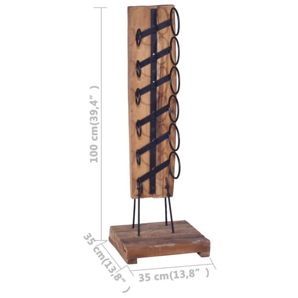 vidaXL Vinställ för 6 flaskor 35x35x100 cm massiv teak