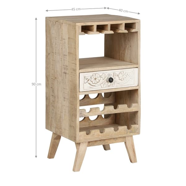 Womo-Design Wine kaappi lasi ja laatikko, 45x90x40cm, ainutlaatuinen, käsintehty, vintage, viiniteline 8 pulloa, massiivipuu keittiön kaappi