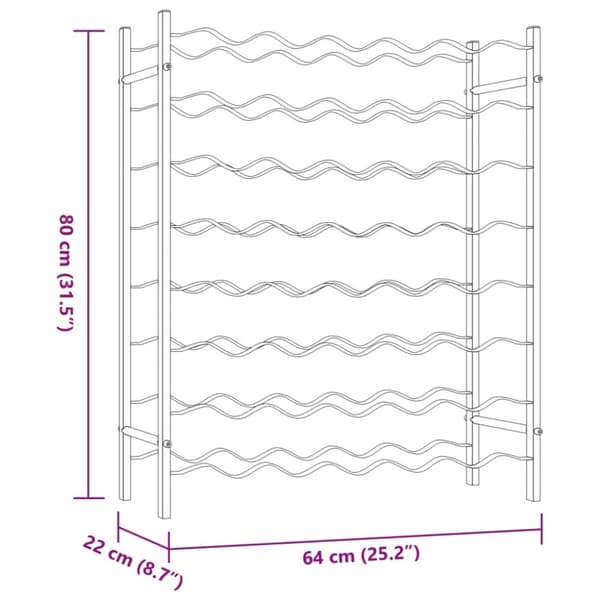 vidaXL Vinstativ for 48 flasker metall gull
