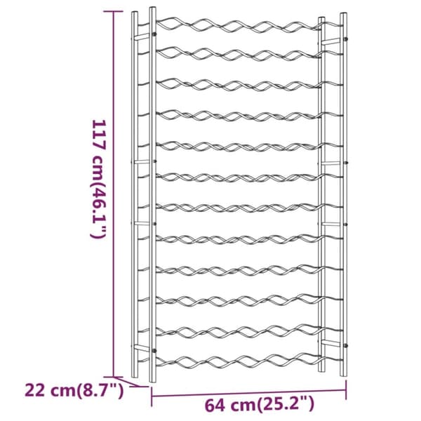 vidaXL Vinstativ for 72 flasker metall hvit