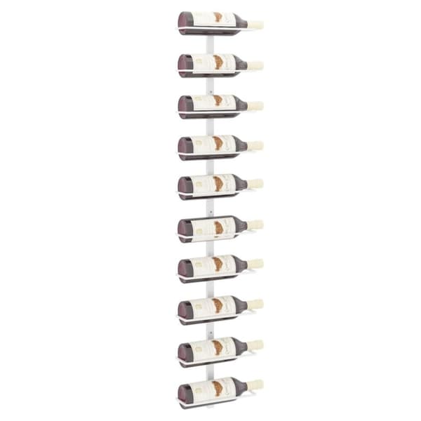 vidaXL Veggmontert vinstativ for 10 flasker hvit metall