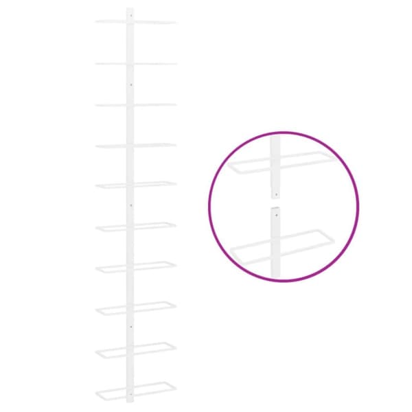 vidaXL Veggmontert vinstativ for 10 flasker hvit metall