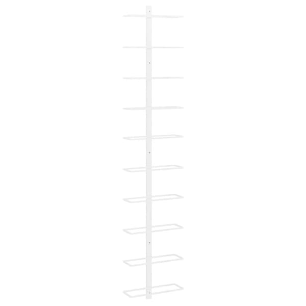 vidaXL Veggmontert vinstativ for 10 flasker hvit metall