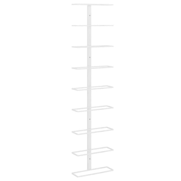vidaXL Veggmontert vinstativ for 9 flasker hvit jern