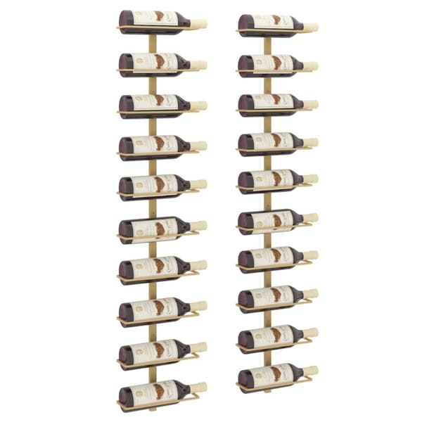 vidaXL Veggmontert vinstativ for 10 flasker 2 stk gull metall