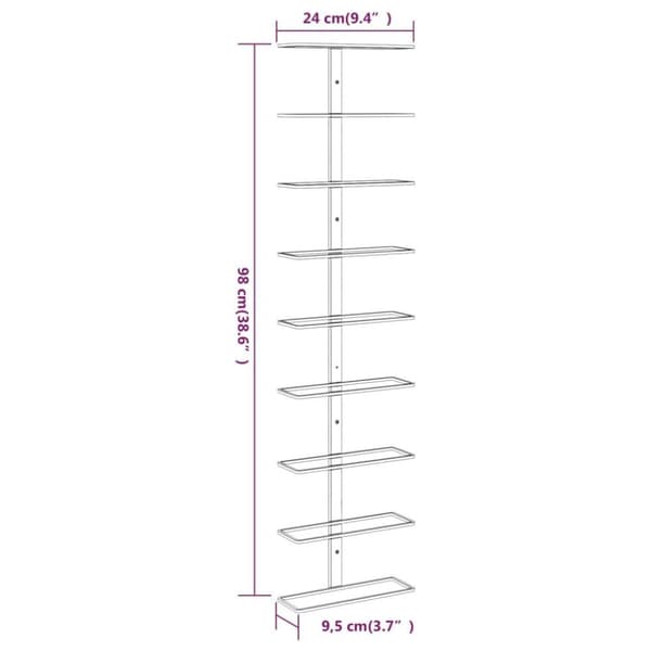 vidaXL Veggmontert vinstativ for 9 flasker 2 stk gull jern