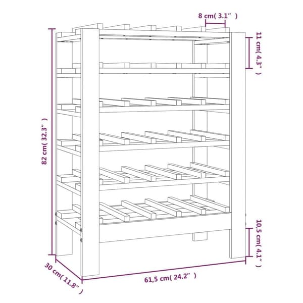vidaXL Vinstativ 61,5x30x82 cm heltre furu