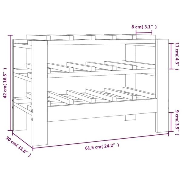 vidaXL Vinstativ 61,5x30x42 cm heltre furu