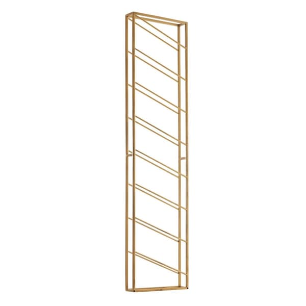 Rootz stativ væg metal guld 36x150x8 cm stor til 8 flasker - Design væghylde til køkkenet - Flaskestativ Hængende Smal Vægmonteret