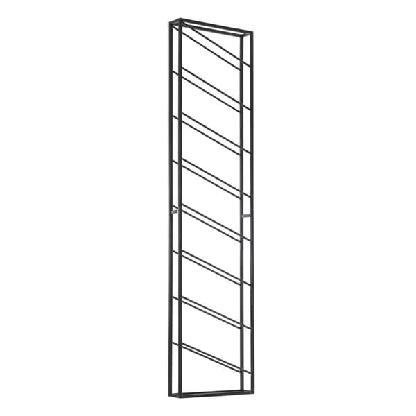 Rootz seinähylly metalli musta 36x150x8 cm iso 8 pullolle - Design seinähylly keittiöön - Pulloteline Ripustettava Kapea Seinäasennus