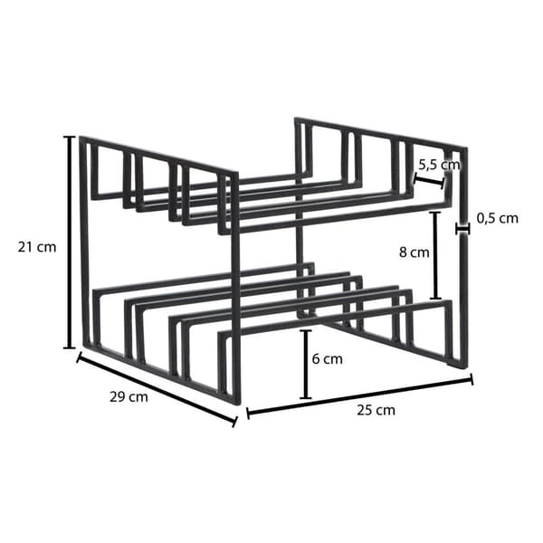 Rootz vinflaskhållare för 6 flaskor 29x21x25 cm vinställ svart metall - Flaskhållare Iron Modern - Vinställ vinhållare bord kök