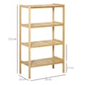 Miniatyrbillede 3 af 7: Rootz opbevaringsstativ - 4-lags bambushylde - Stue - Badeværelse - Balkon - Køkken - Naturlig - 62 x 33 x 112 cm