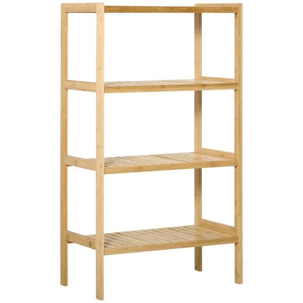 Rootz opbevaringsstativ - 4-lags bambushylde - Stue - Badeværelse - Balkon - Køkken - Naturlig - 62 x 33 x 112 cm