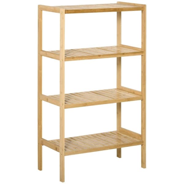 Rootz opbevaringsstativ - 4-lags bambushylde - Stue - Badeværelse - Balkon - Køkken - Naturlig - 62 x 33 x 112 cm