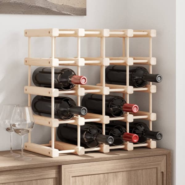 vidaXL vinreol til 20 flasker 46,5x23x46,5 cm massivt fyrretræ