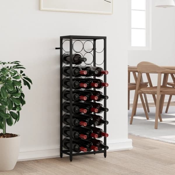 vidaXL vinreol til 27 flasker 34x18x100 cm smedejern sort