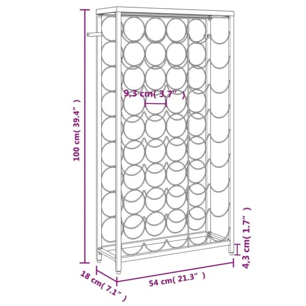 vidaXL Vinstativ for 45 flasker svart 54x18x100 cm smijern