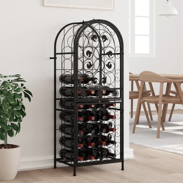 vidaXL vinreol til 41 flasker 45x36x120 cm smedejern sort