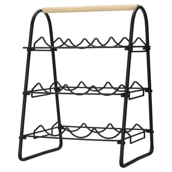 Home&Styling vinreol til 9 flasker metal sort og naturfarvet