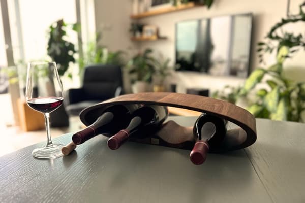 Vinreol ELLIPSE bryllupsgave til hendes håndlavede gave Træ kunst Home Decor OAK RUSTIC